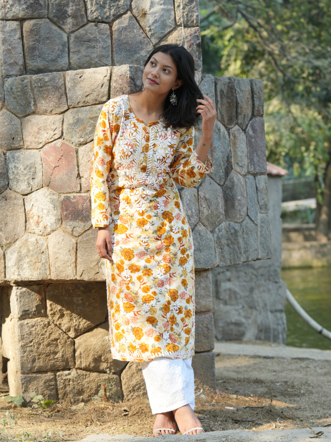 Noor- Butter-Soft Rayon Printed Straight Kurta